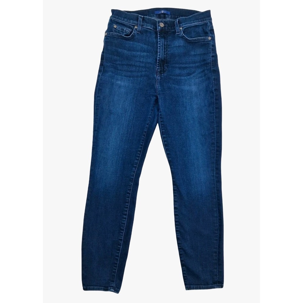 7 For All Mankind Skinny Jeans Womens 29 Blue Medium Wash Stretch Denim